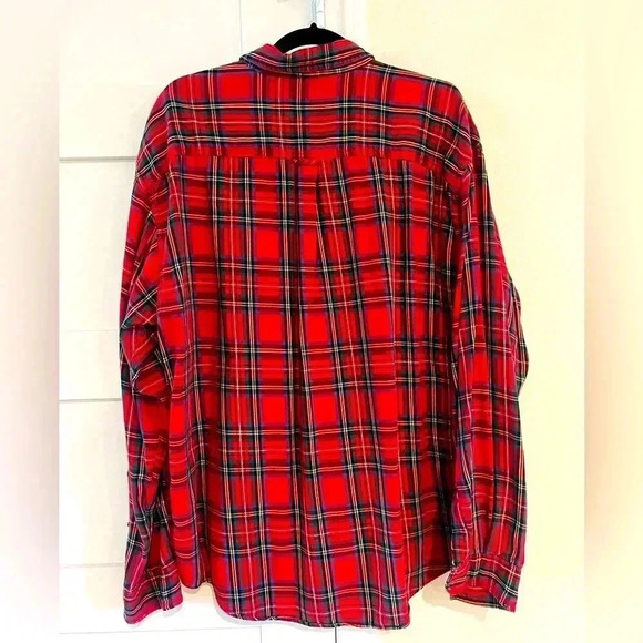 Men’s Vintage Red Plaid Long Sleeve Button Down Mickey Mouse Size Large EUC - Picture 5 of 5